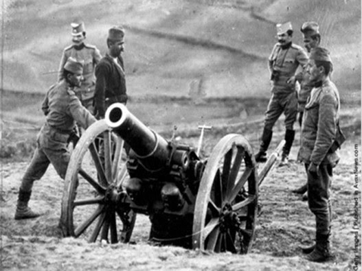 Српски артиљерци на положају 1914. године